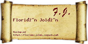 Florián Jolán névjegykártya